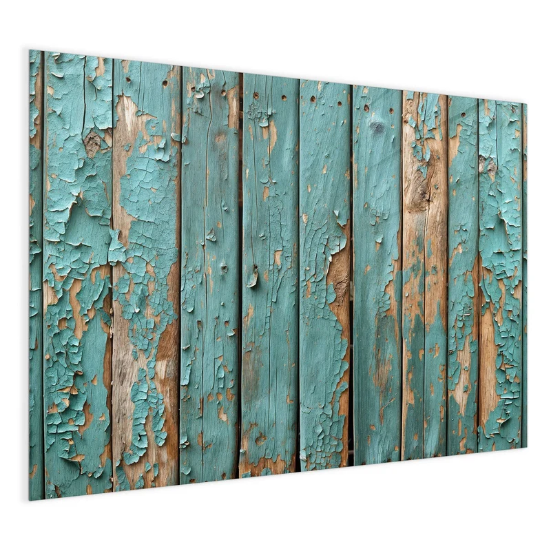 Glas Magnettafel - Türkise Farbe auf Holz