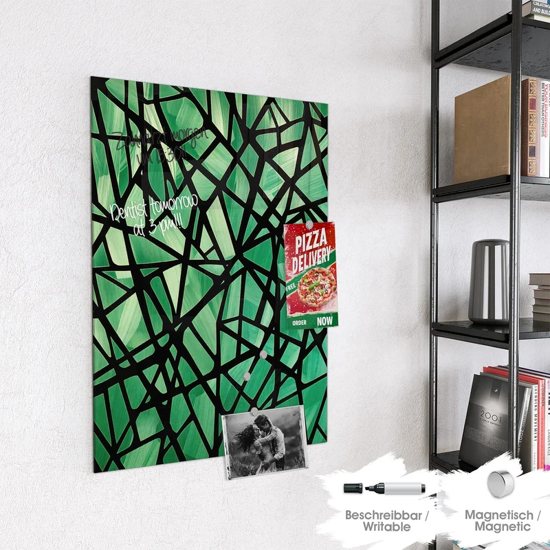 Glas Magnettafel - Glasmosaik in Grün