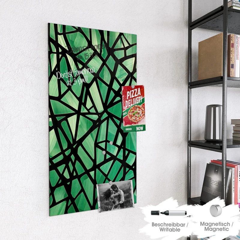 Glas Magnettafel - Glasmosaik in Grün