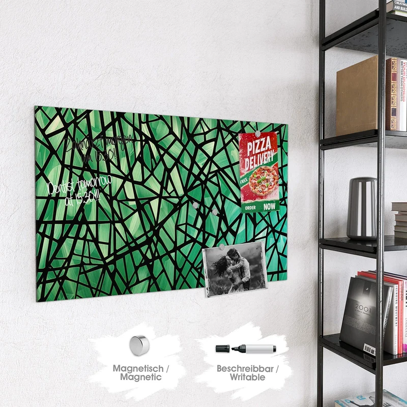 Glas Magnettafel - Glasmosaik in Grün