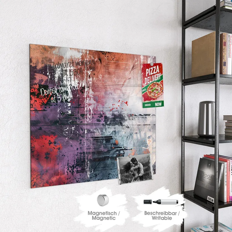 Glas Magnettafel - Farbschlieren in Lila
