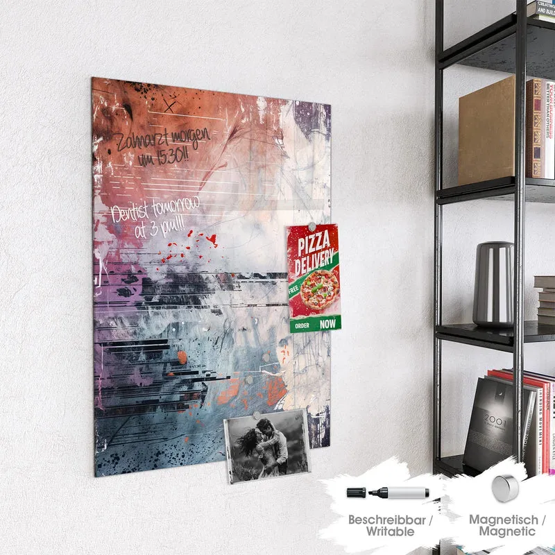 Glas Magnettafel - Farbschlieren in Lila