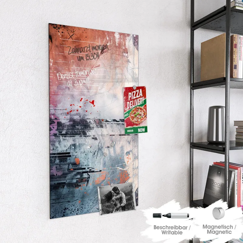 Glas Magnettafel - Farbschlieren in Lila