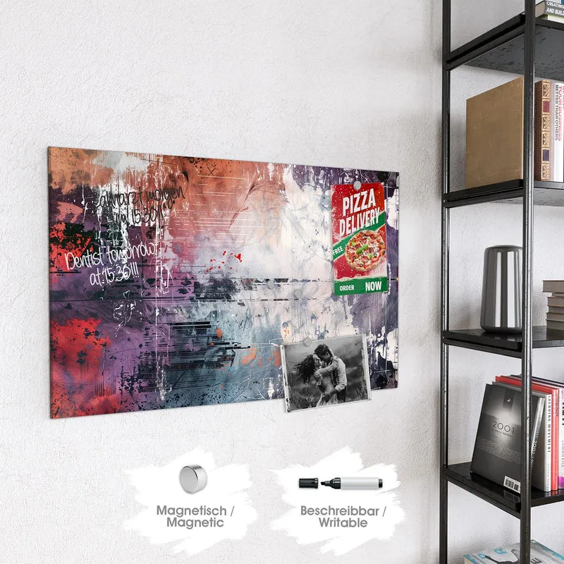 Glas Magnettafel - Farbschlieren in Lila