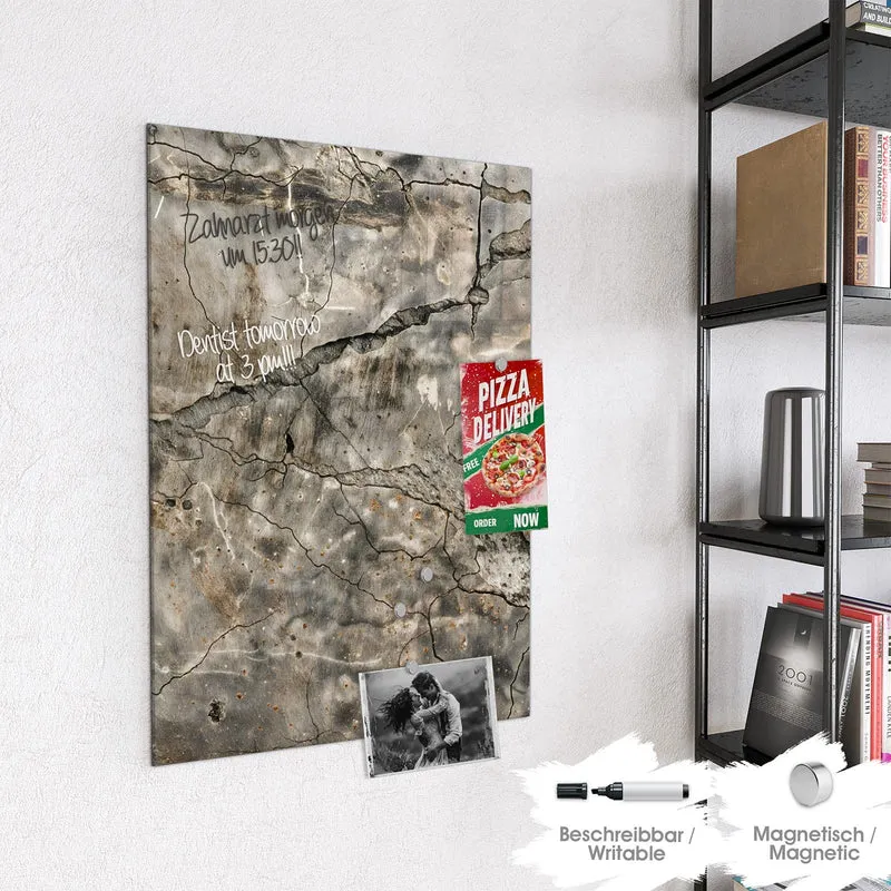 Glas Magnettafel - Tiefe Risse im Stein