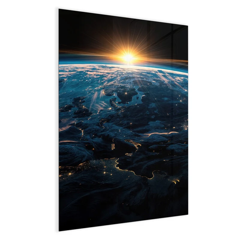 Glas Magnettafel - Erde mit Stadtlichtern