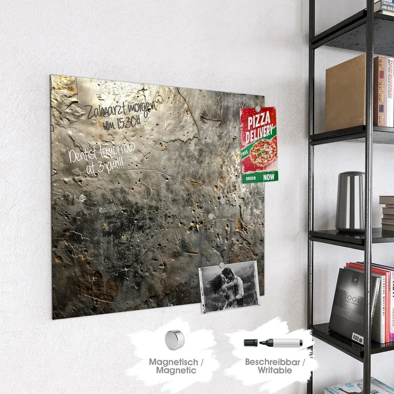 Glas Magnettafel - Zerfressenes Metall