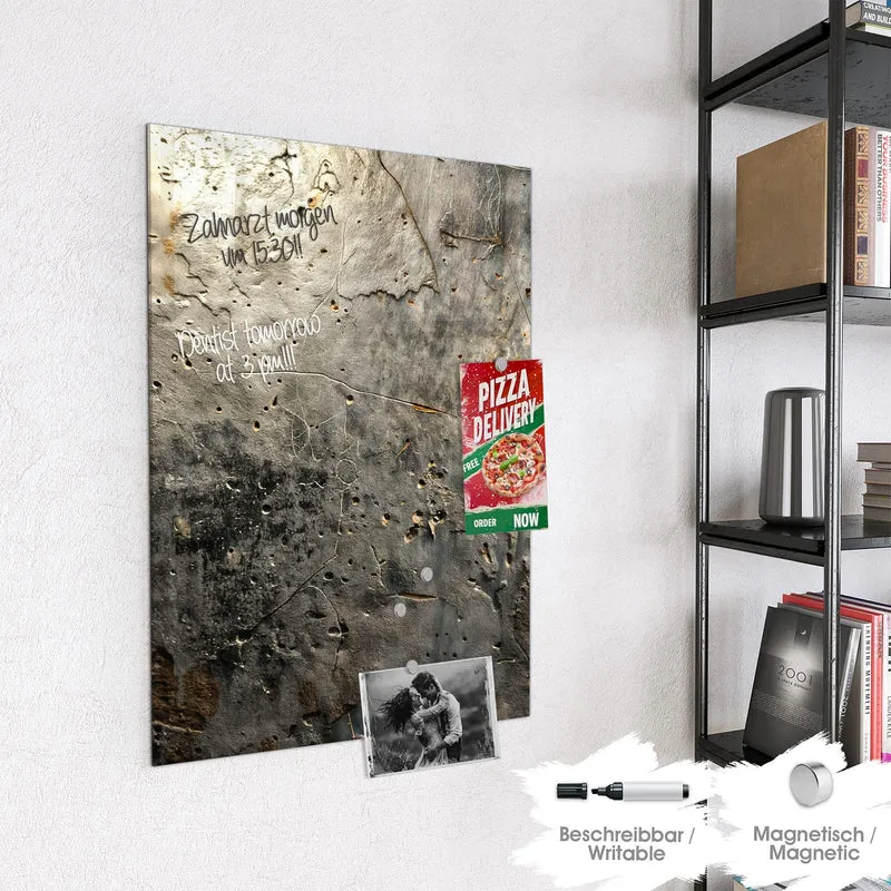 Glas Magnettafel - Zerfressenes Metall