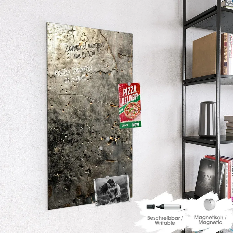 Glas Magnettafel - Zerfressenes Metall