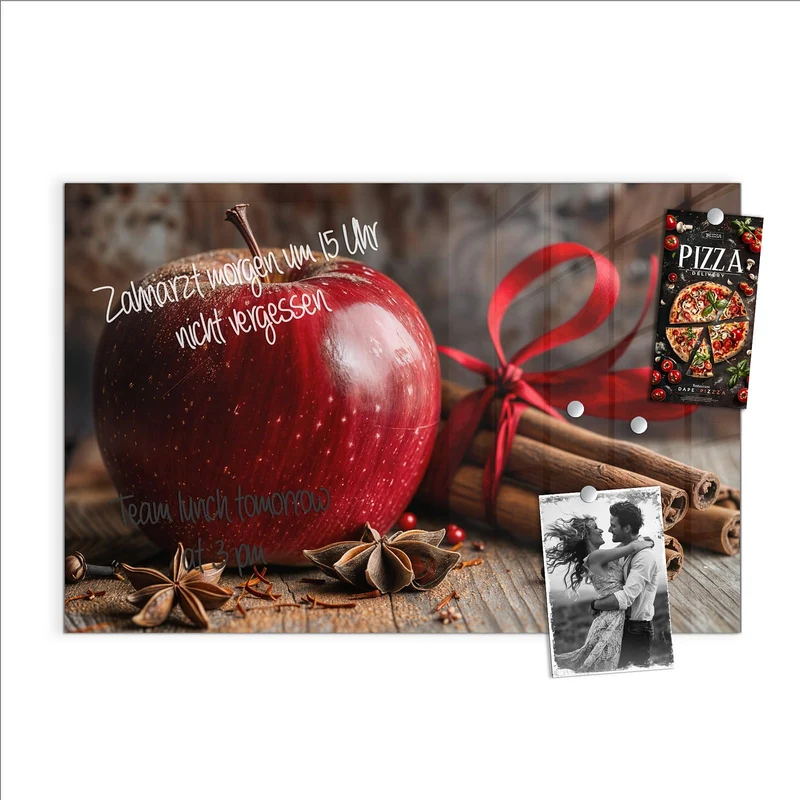 Glas Magnettafel - Zimt und Apfel