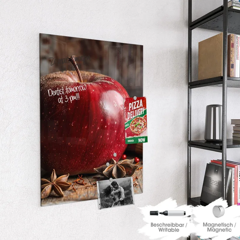 Glas Magnettafel - Zimt und Apfel