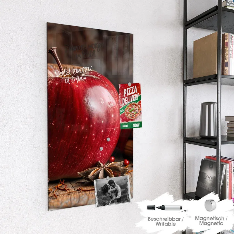 Glas Magnettafel - Zimt und Apfel