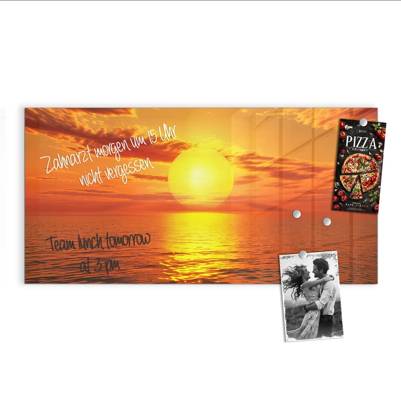 Glas Magnettafel - Sonnenuntergang am Meer