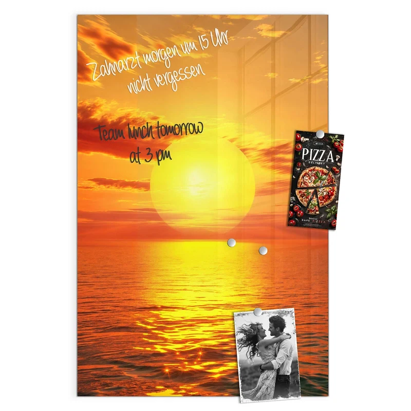 Glas Magnettafel - Sonnenuntergang am Meer