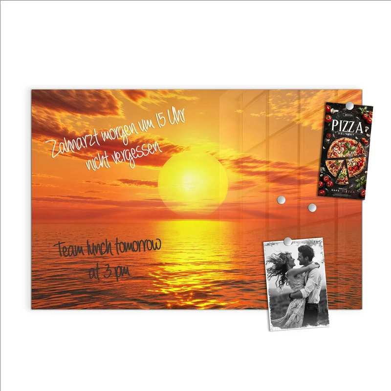 Glas Magnettafel - Sonnenuntergang am Meer