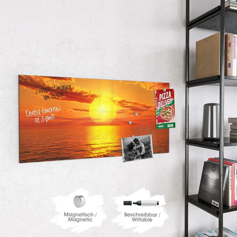 Glas Magnettafel - Sonnenuntergang am Meer