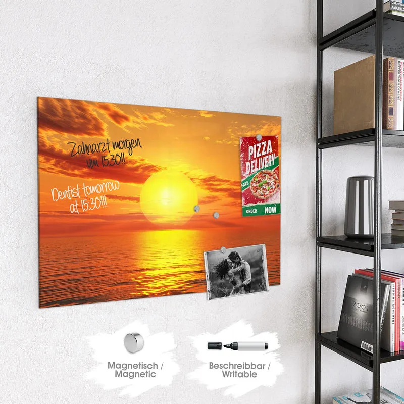 Glas Magnettafel - Sonnenuntergang am Meer