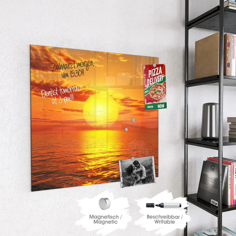 Glas Magnettafel - Sonnenuntergang am Meer