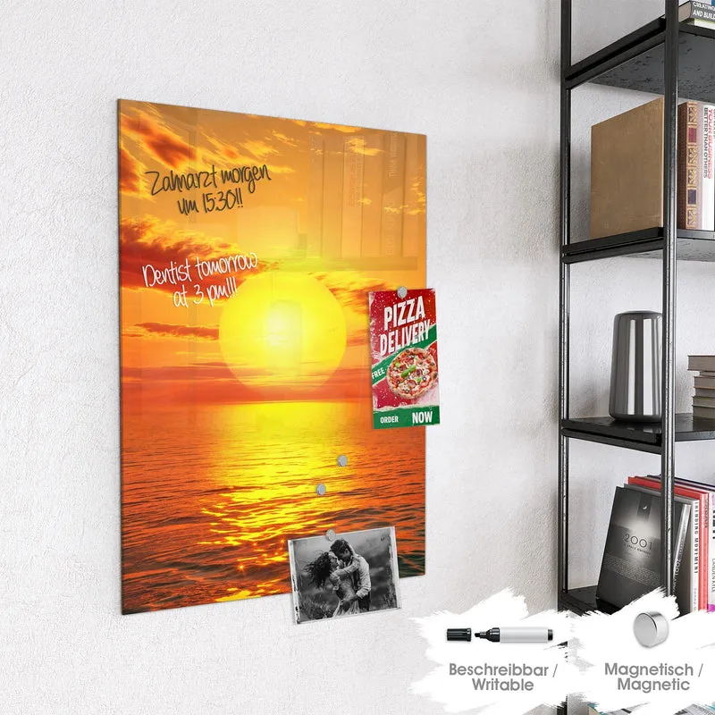 Glas Magnettafel - Sonnenuntergang am Meer