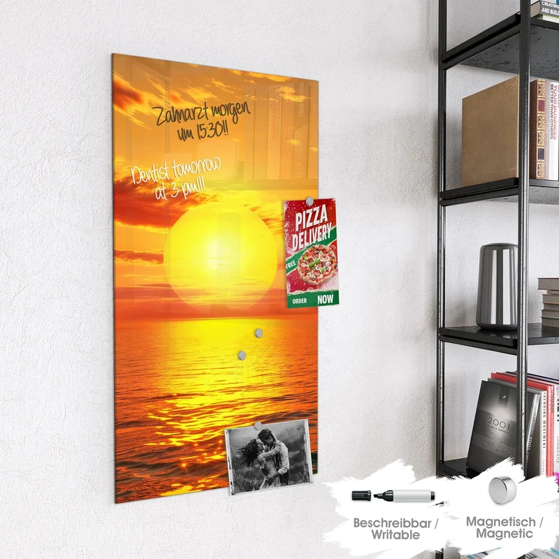 Glas Magnettafel - Sonnenuntergang am Meer