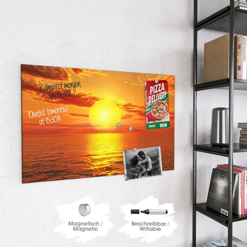 Glas Magnettafel - Sonnenuntergang am Meer
