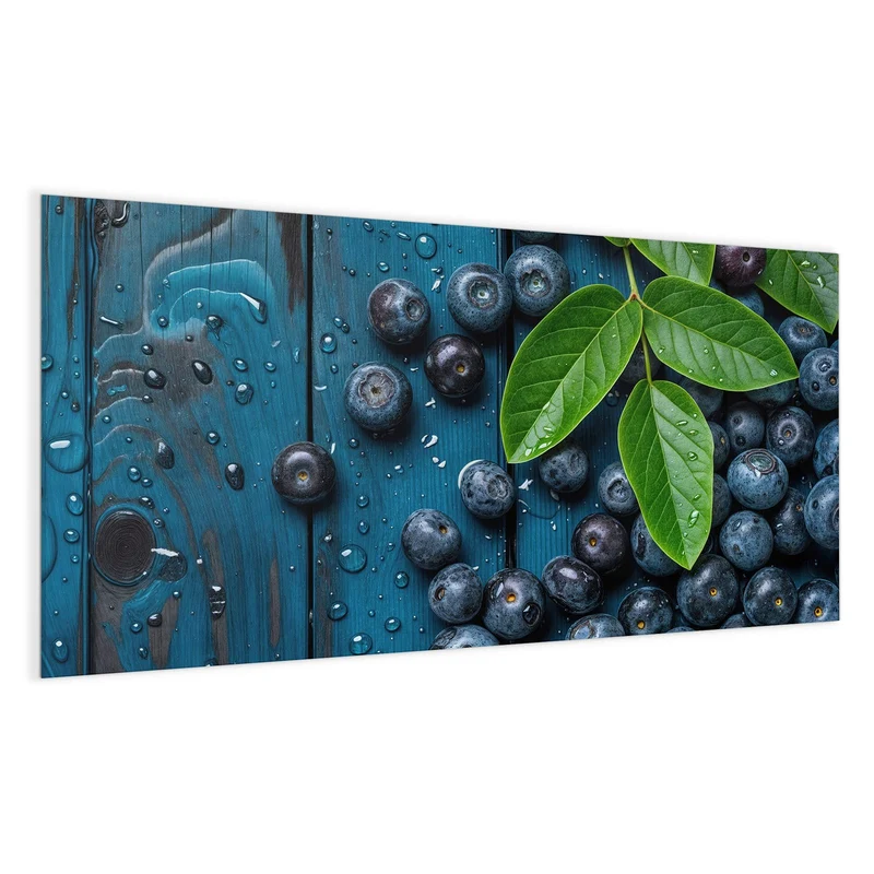 Glas Magnettafel - Blaubeeren auf Holz