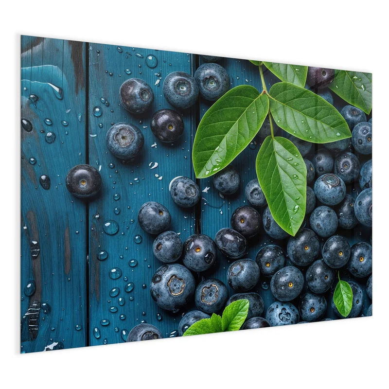 Glas Magnettafel - Blaubeeren auf Holz