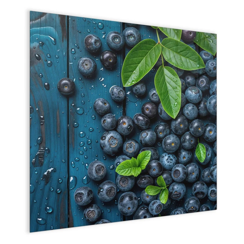 Glas Magnettafel - Blaubeeren auf Holz
