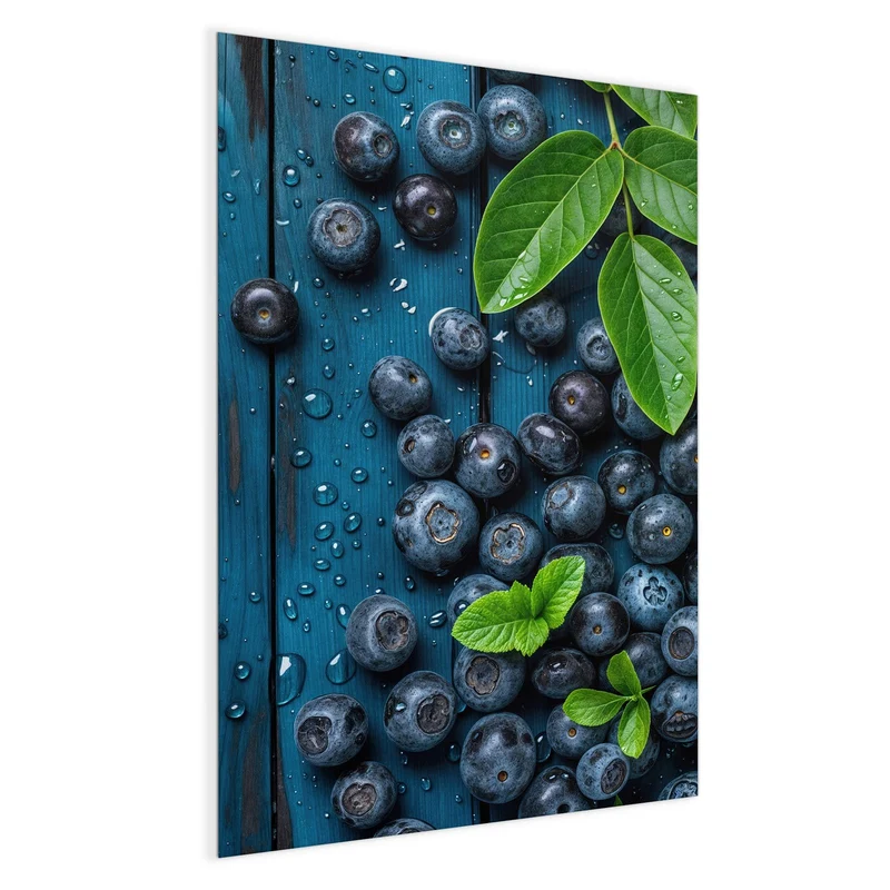 Glas Magnettafel - Blaubeeren auf Holz