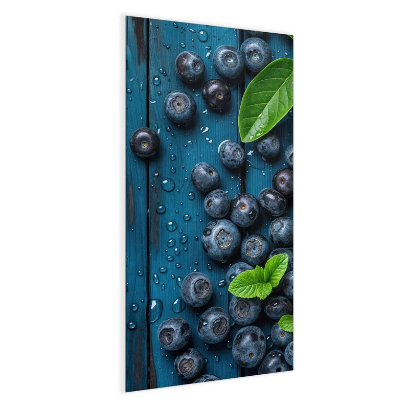 Glas Magnettafel - Blaubeeren auf Holz