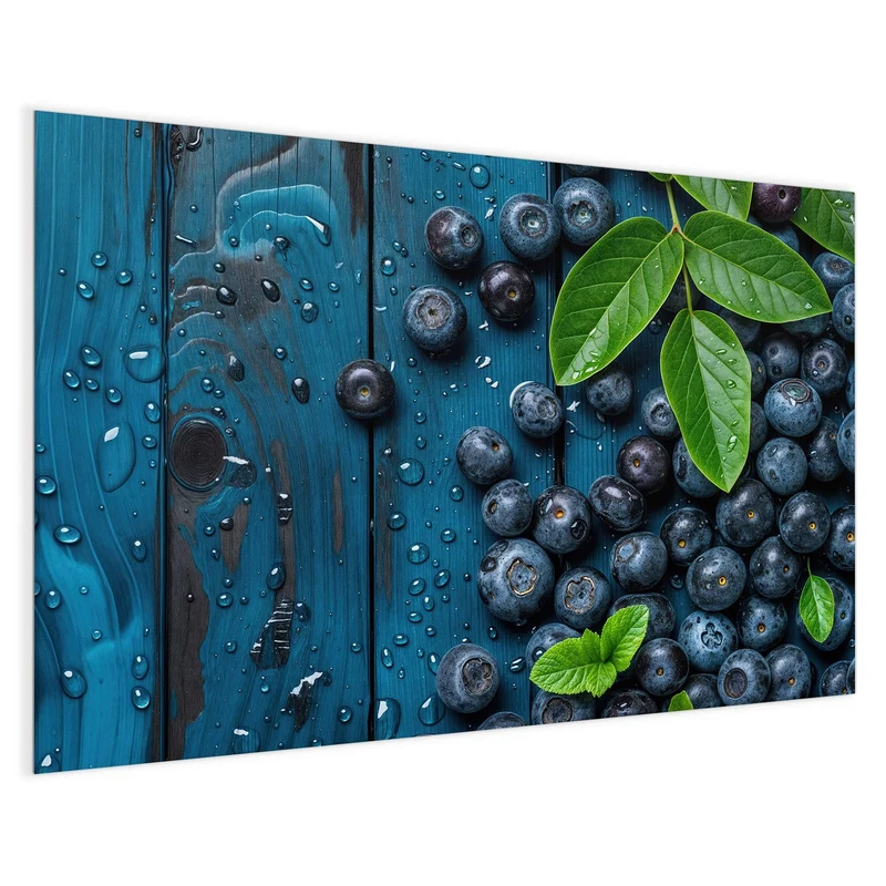 Glas Magnettafel - Blaubeeren auf Holz