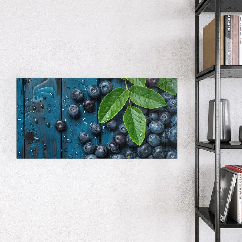 Glas Magnettafel - Blaubeeren auf Holz