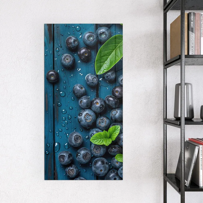 Glas Magnettafel - Blaubeeren auf Holz