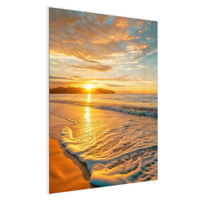 Glas Magnettafel - Palme am Abendstrand