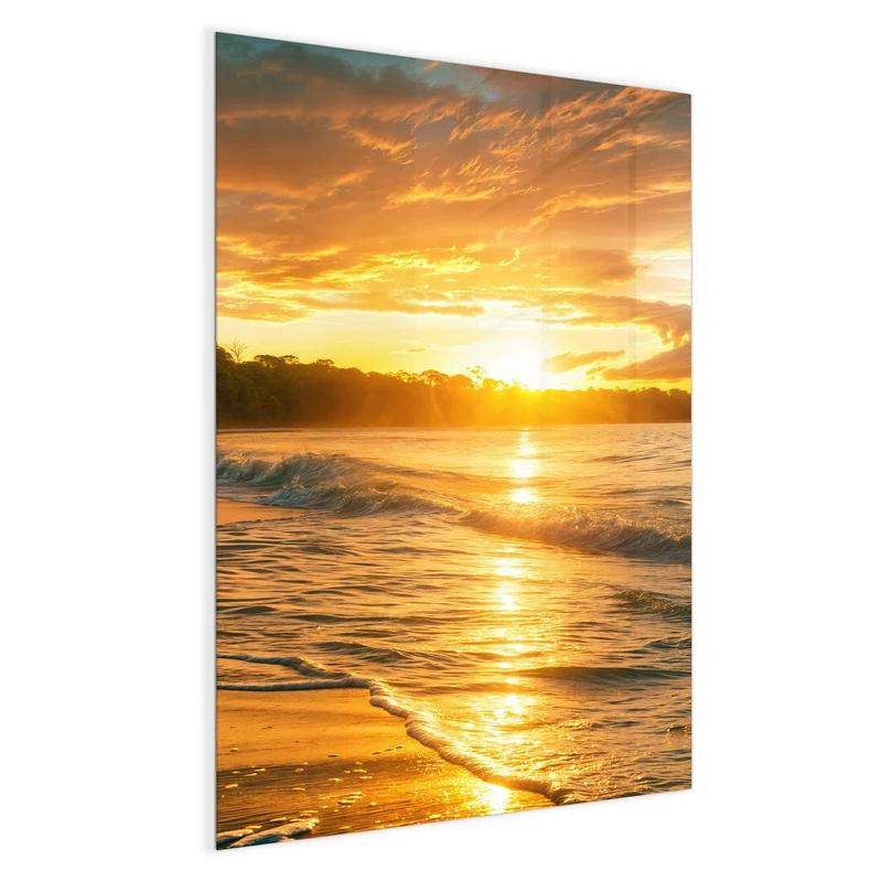 Glas Magnettafel - Palme im Abendgold