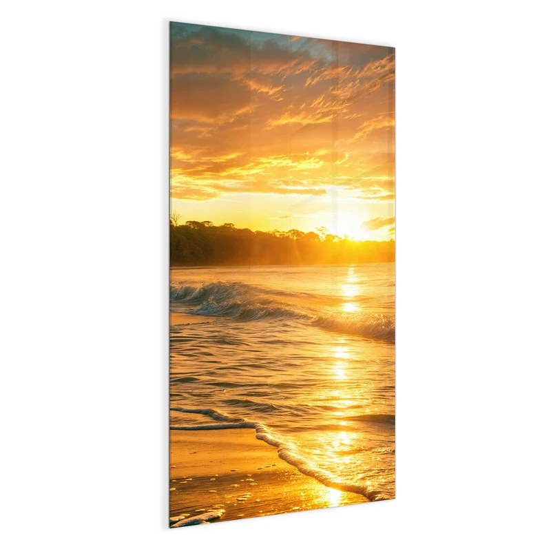 Glas Magnettafel - Palme im Abendgold