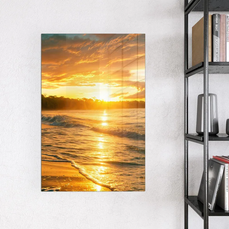Glas Magnettafel - Palme im Abendgold