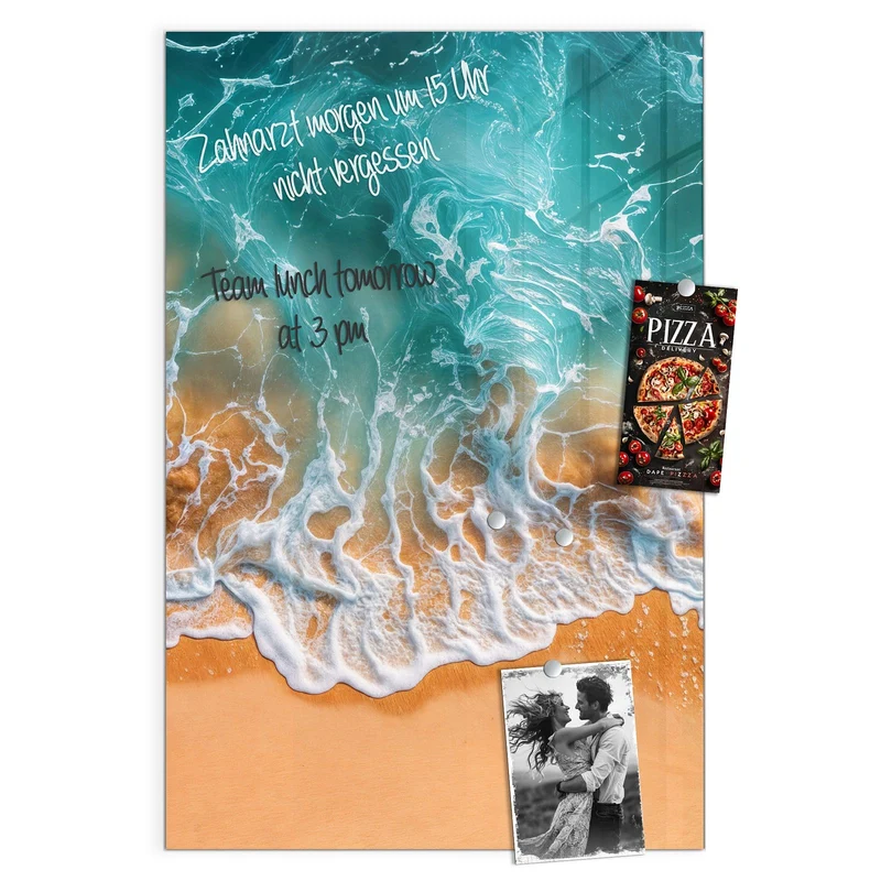 Glas Magnettafel - Meer trifft Sand