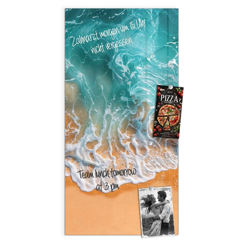 Glas Magnettafel - Meer trifft Sand
