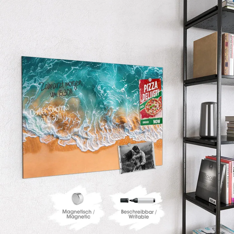 Glas Magnettafel - Meer trifft Sand