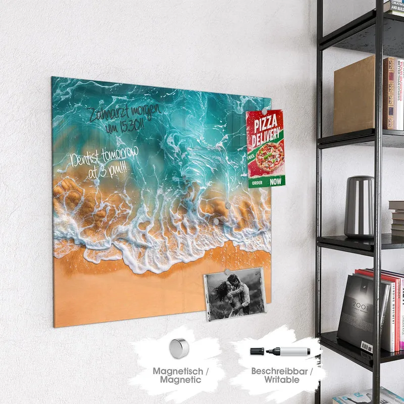 Glas Magnettafel - Meer trifft Sand