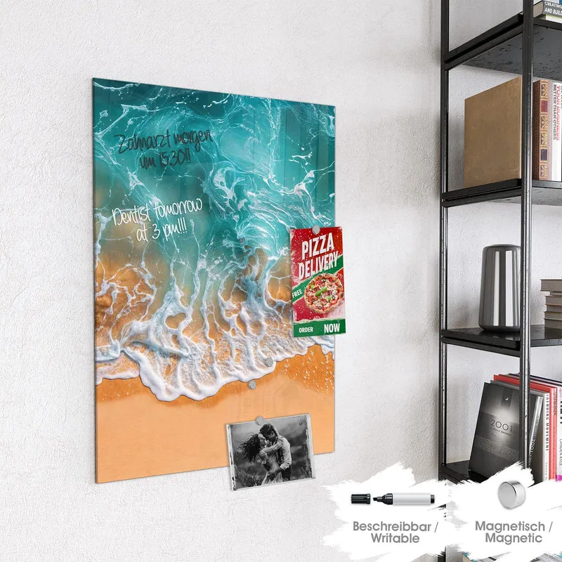 Glas Magnettafel - Meer trifft Sand