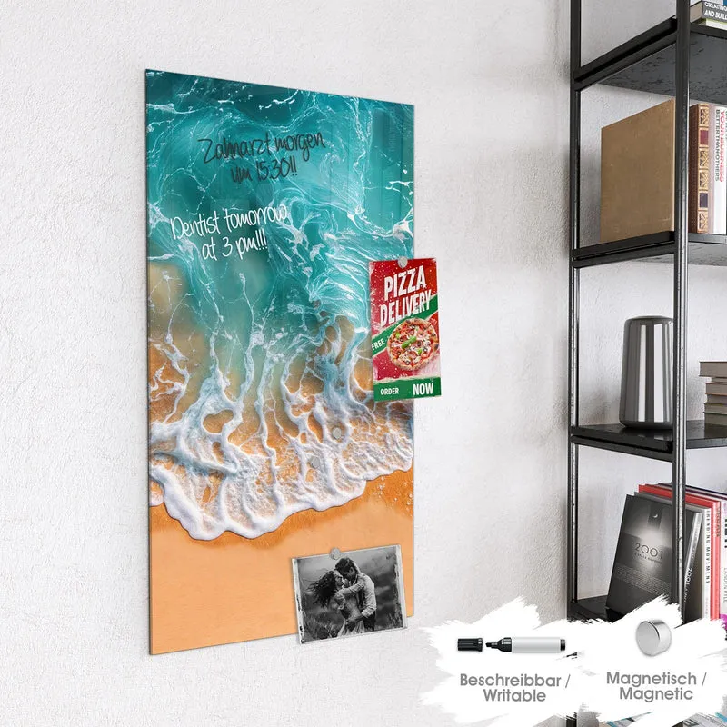 Glas Magnettafel - Meer trifft Sand