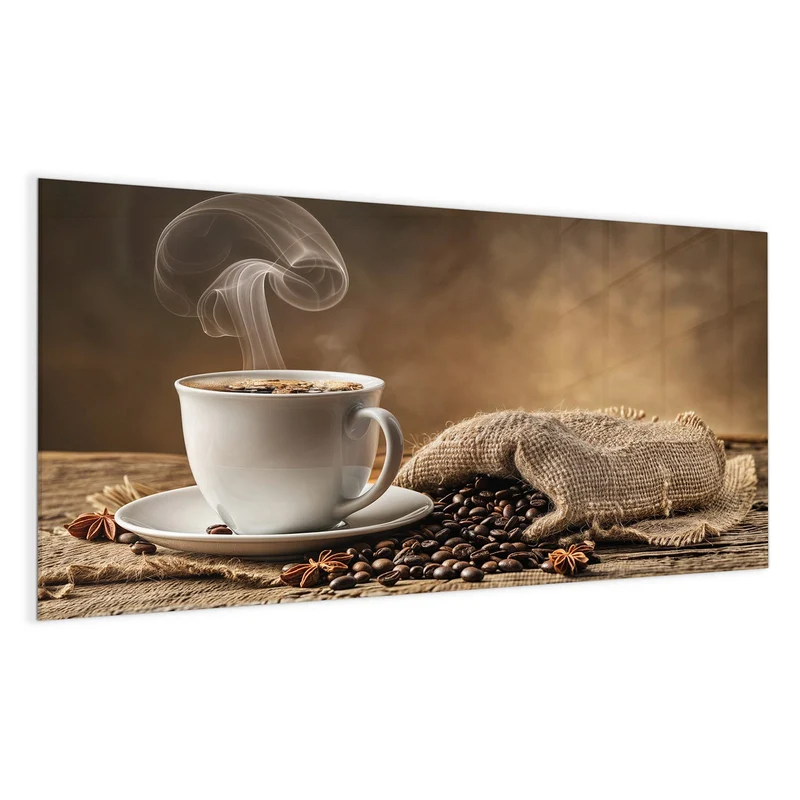Glas Magnettafel - Dampfende Kaffeetasse