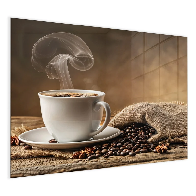 Glas Magnettafel - Dampfende Kaffeetasse