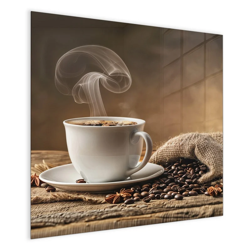 Glas Magnettafel - Dampfende Kaffeetasse