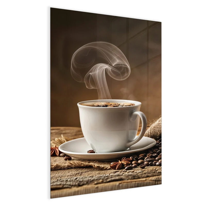 Glas Magnettafel - Dampfende Kaffeetasse