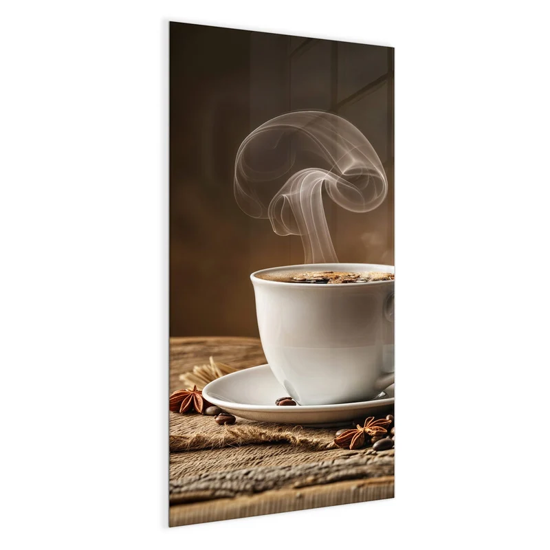 Glas Magnettafel - Dampfende Kaffeetasse
