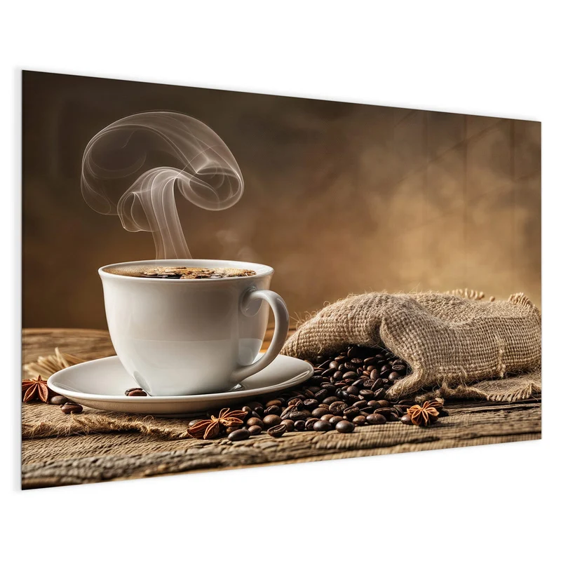Glas Magnettafel - Dampfende Kaffeetasse