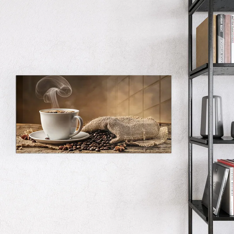 Glas Magnettafel - Dampfende Kaffeetasse